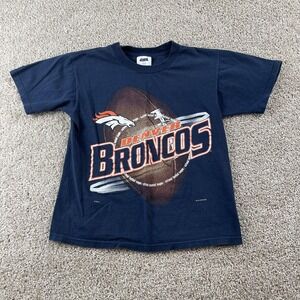 Vintage Denver Broncos Shirt Boys 14 Blue NFL Football CSA Graphic Tee 90s